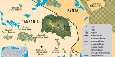 মানচিত্র তাঞ্জানিয়া এর kilimanjaro