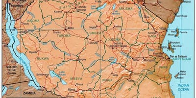 মানচিত্র, তানজানিয়া দেখাচ্ছে, ঐতিহাসিক সাইট